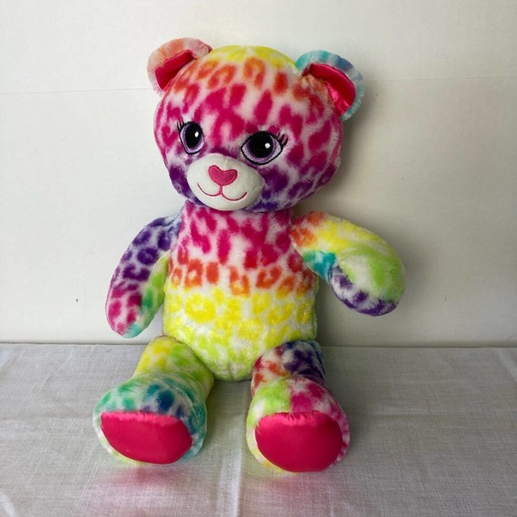 Build A Bear Workshop Plush Rainbow Heart Kitty Cat Stuffed Animal 16" w Clothes - Picture 2 of 8